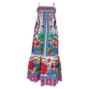 Farm Rio Flowers Beach Maxi Dress in Multicolor Cotton